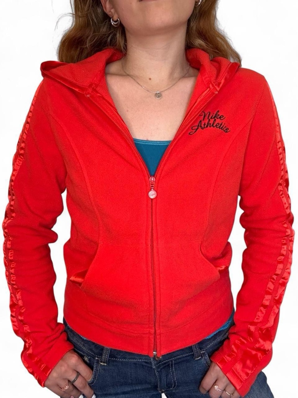 Nike Red Women's Zip Hoodie with Logo